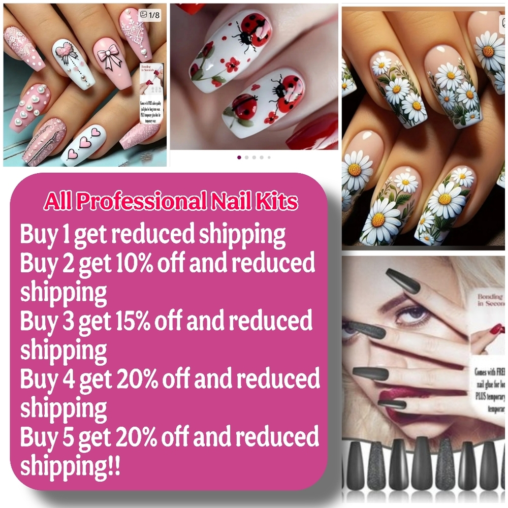 GOLDEN PEACH 💅NAILS glue on OR press (Any length)* COMPLETE PRO DIY NAIL KIT - Picture 2 of 10